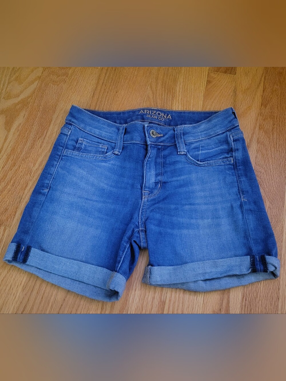 Women's Blue Denim Roll-Cuff Shorts - Size 1